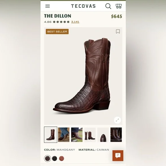 Tecovas Dillon Cowboy Boot - Mahogany Caiman
